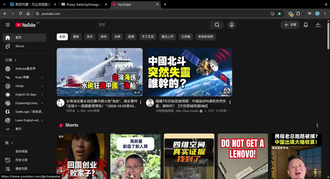 现在打开 YouTube，页面正常打开，设置完成。