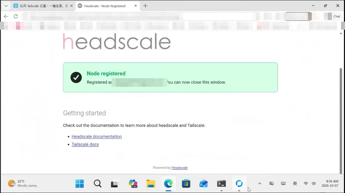 点 Confirm registration，看到 Node registered 就登记好了。